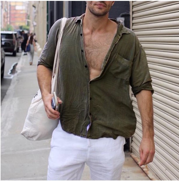 Men's Lapel Pocket Cotton Shirt - Image 4