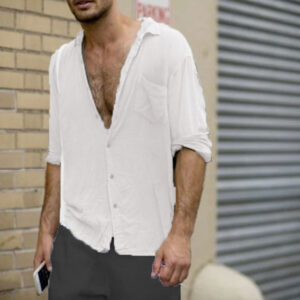 Men's Lapel Pocket Cotton Shirt