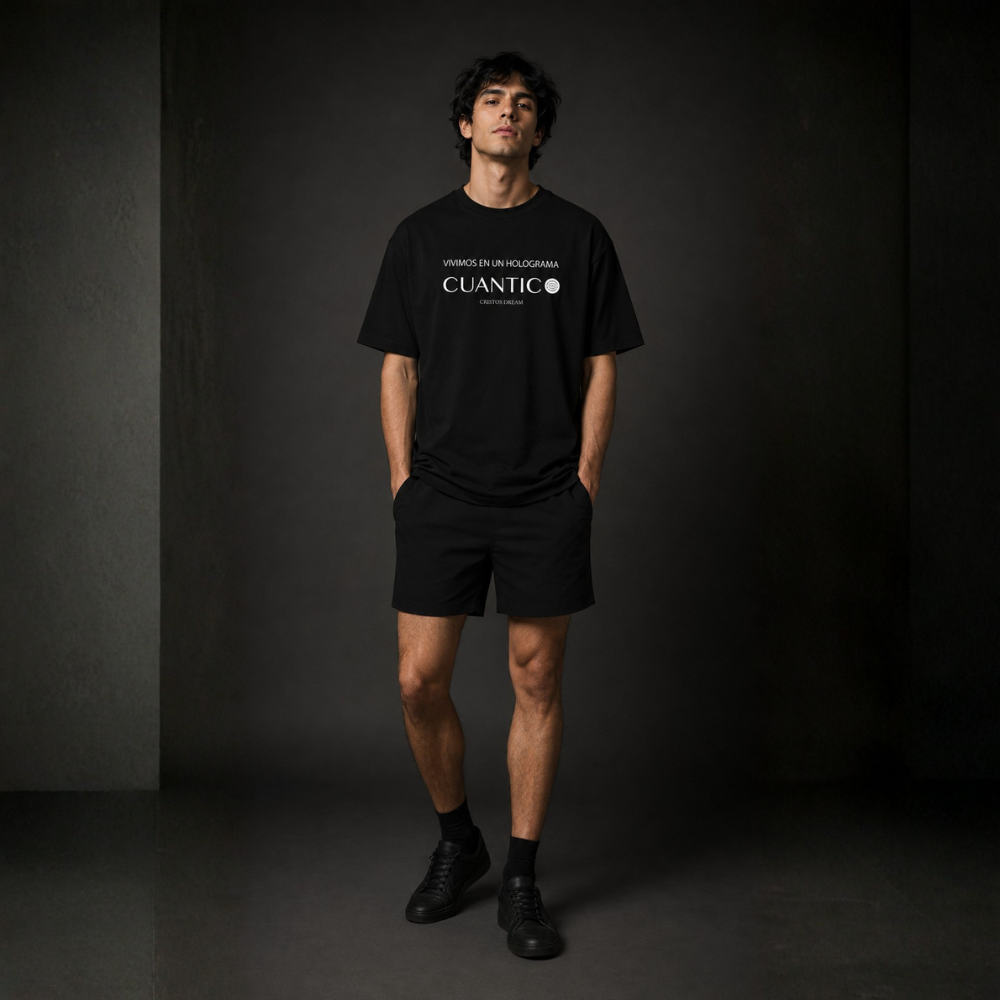 Cuantic Spanish Phrase Tee — "Vivimos en un holograma" Minimal Graphic T‑Shirt