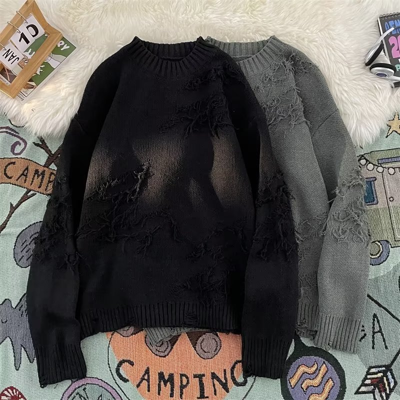 Tasseled Crewneck Knitted Pullover